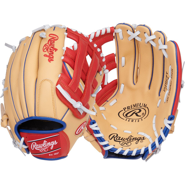 Rawlings Left Hand Throw Premium Series Gloves - Tan & Red