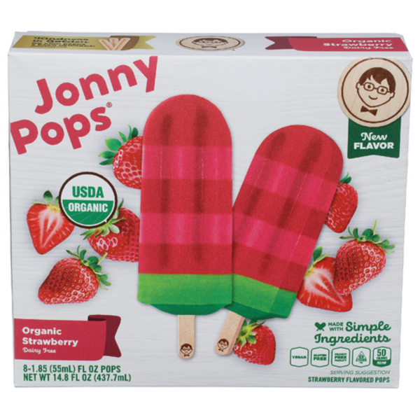 Jonny Pops Organic Strawberry Pops 8 Pack