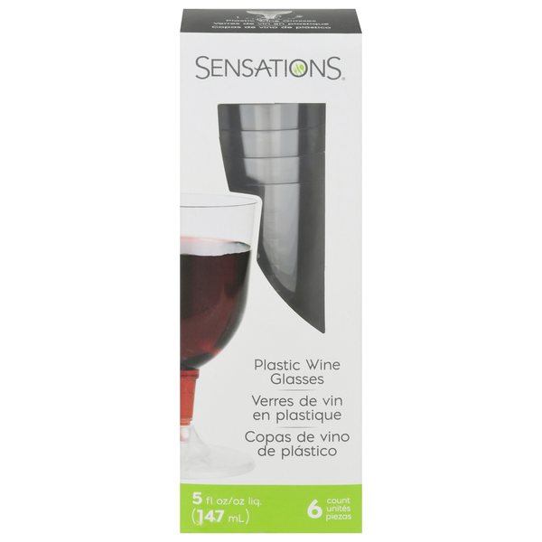 Sensations Wine Glasses, Plastic, 5 Ounce Same-Day Delivery | Foodtown