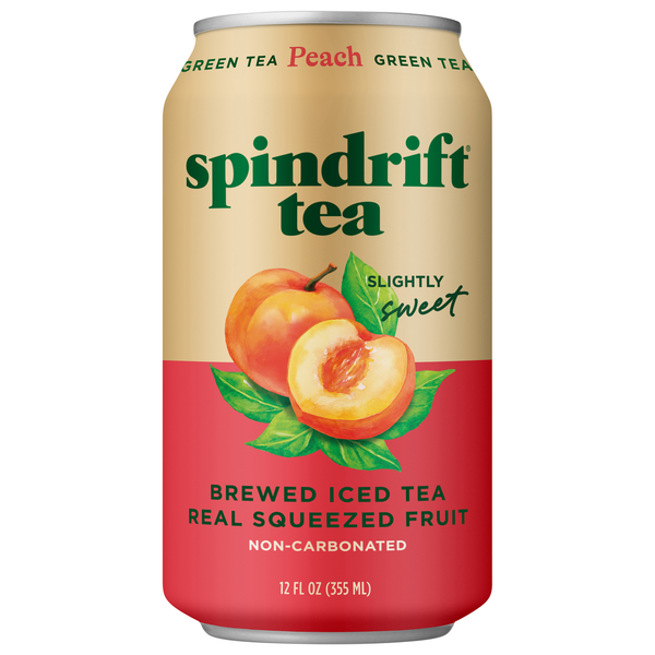 Spindrift Peach Green Brewed Iced Tea Real Squeezed Fruit Same-Day