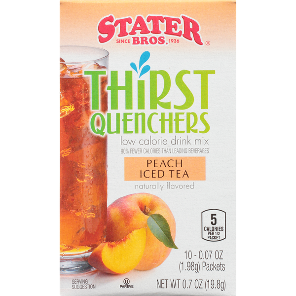 Stater Bros Peach Iced Tea Thirst Quenchers Low Calorie Drink Mix (10