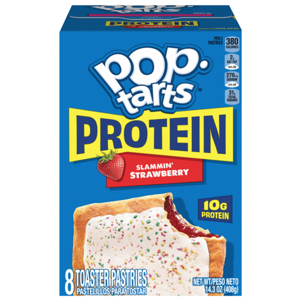 Pop-Tarts Protein Slammin' Strawberry Toaster Pastries, 10g Protein