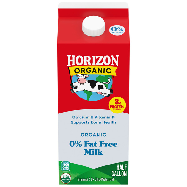 Horizon Organic 0% Fat Free Milk, 64 fl oz Half Gallon Carton