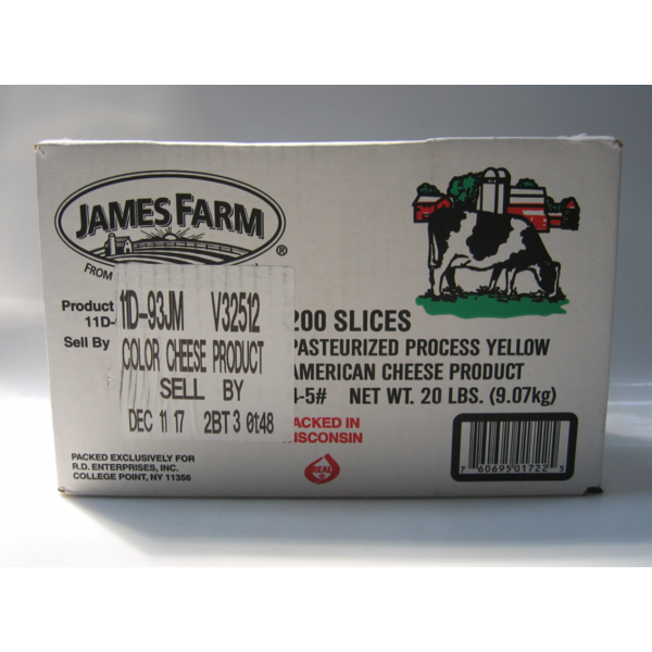 James Farm - Yellow American Cheese - 5 lbs/200 Slices