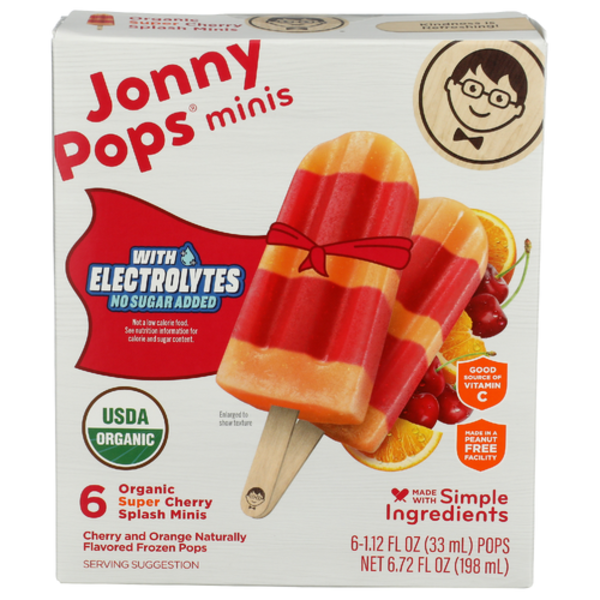 Jonny Pops Organic Super Cherry Splash Mini Electrolyte Bars 6 Pack