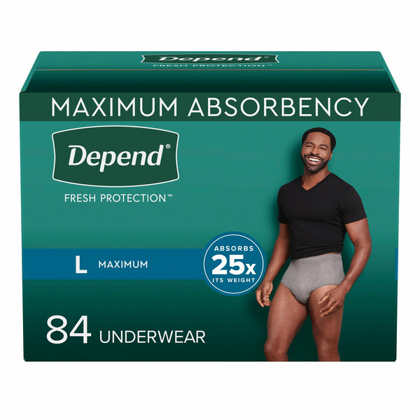 Depend Mens Maximum Absorbency Underwear, Large