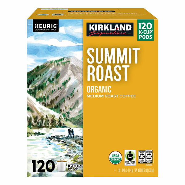 Kirkland Signature Coffee Organic Summit Roast K-Cup Pod, 120 count