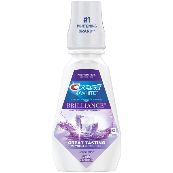Crest Brilliance Alcohol Free Whitening Mouthwash, Clean Mint (16.9 oz