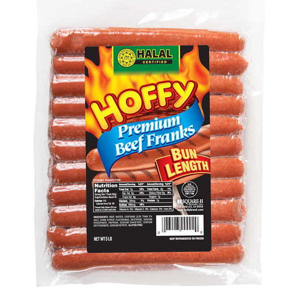 Hoffy - Halal Beef Franks, 2 oz each - 5 lbs
