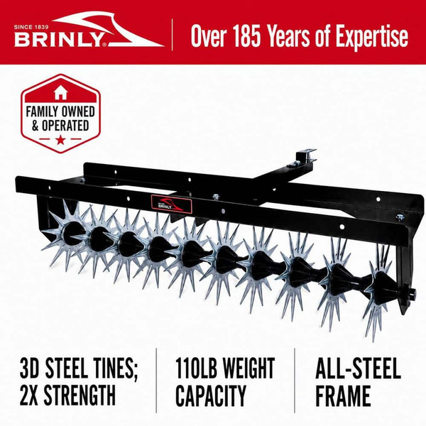 Brinly-hardy 40 In. Tow-behind Spike Aerator With With 3d Steel Tines For Lawn Tractors And Zero-turn Mowers