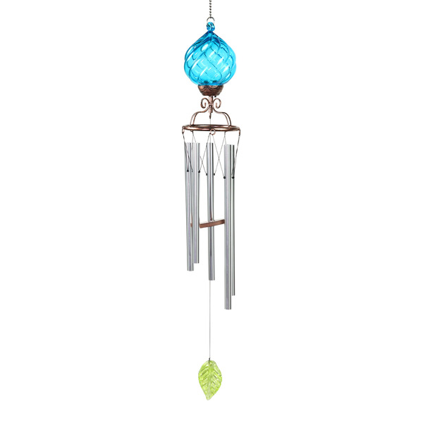 Exhart 45.98-in Blue Metal Solar Wind Chime
