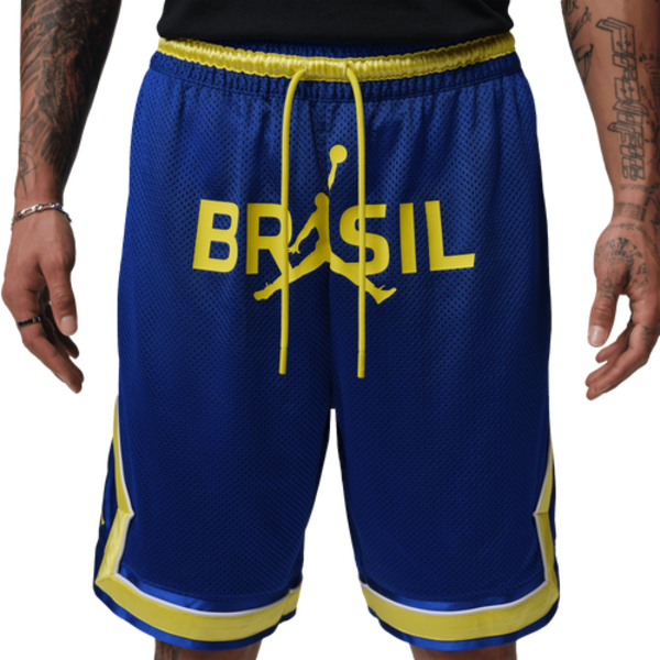 Jordan Men's Sport Brazil Mesh Diamond Shorts, M - Old Royal/Yellow Pulse/White