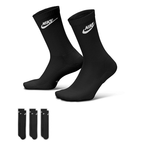 Nike Women's Everyday Elevated Futura Crew Socks, L - Black/Black/White
