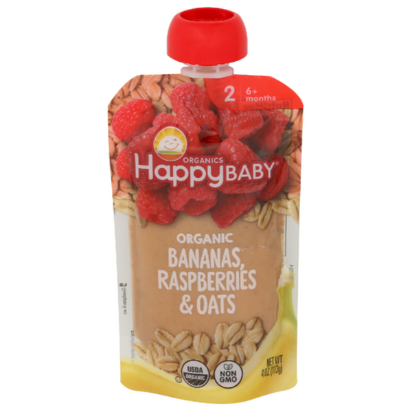 Happy Baby Organic Banana Raspberries & Oats Stage 2 Pouch