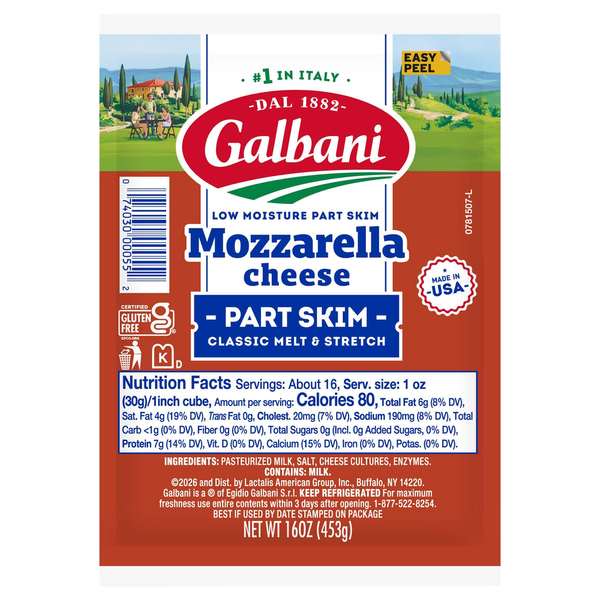 Galbani Part Skim Milk Low Moisture Mozzarella Cheese