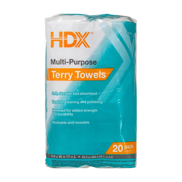 HDX 14 In. X 17 In. Multi-purpose Terry Towel (20-pack)