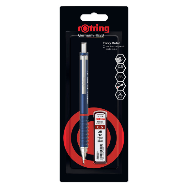 Rotring Barrel Tikky Retro 0.7mm Mechanical Pencil With Leads - Blue