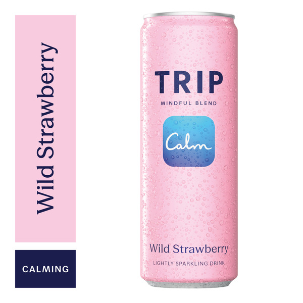 Trip Mindful Blend, Wild Strawberry Magnesium Seltzers, Calm Drink