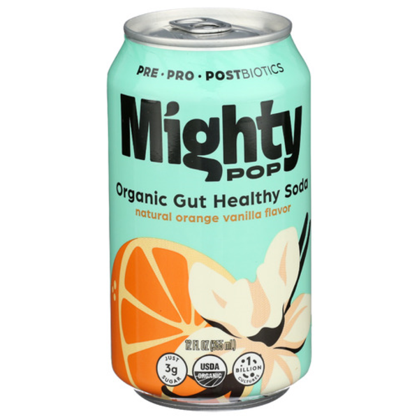 Mighty Pop Organic Orange Vanilla Gut Healthy Soda Same-Day