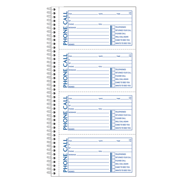 Adams Spiral Bound Phone Message Book - 11" x 5 1/2"