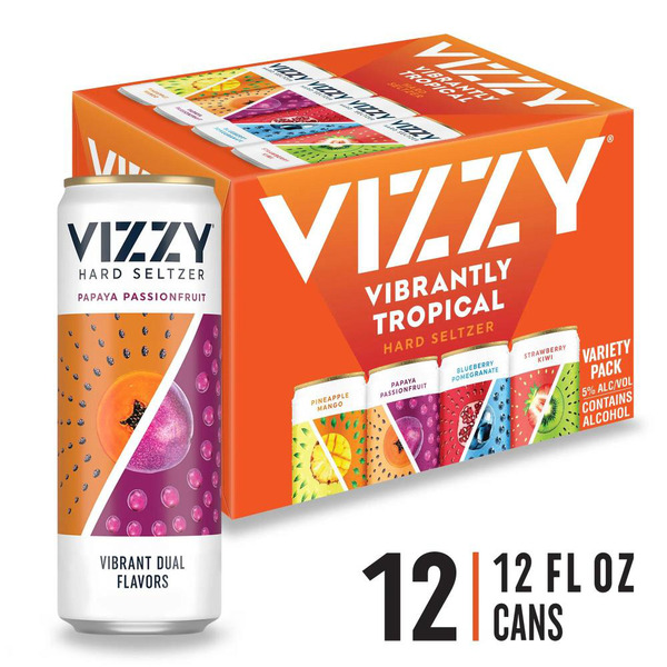 Vizzy Tropical Hard Seltzer Variety Pack, 12 Pack, 12 fl oz Cans