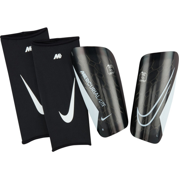 Nike Mercurial Lite Soccer Shin Guards - Black, Black & White