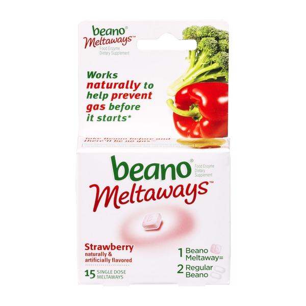 Beano Meltaways Food Enzyme Dietary Supplements Strawberry 15 CT (15