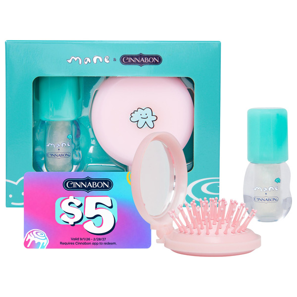 Mane Cinnabon Lip Gloss & Hair Brush Set