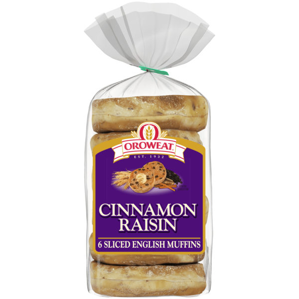 Oroweat 6 ct, Cinnamon Raisin, English Muffins, English Muffins, 14.5 oz