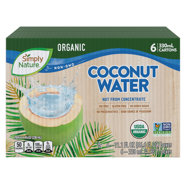 Simply Nature Organic Coconut Water - 6 Cartons, 330 ml Boxes