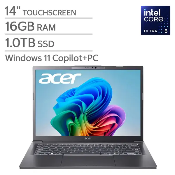 Acer Aspire 14" AI Copilot+ PC - Intel Core Ultra 5 226V – WUXGA (1920 x 1200) Touchscreen Display