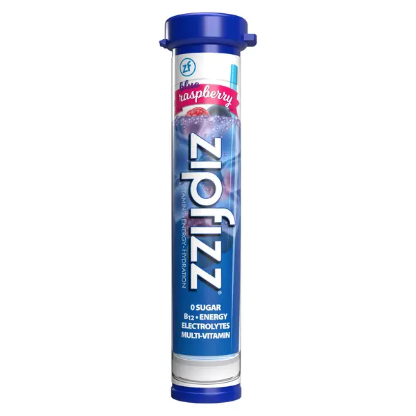 Zipfizz Multi-Vitamin Energy Hydration Drink Mix, 30 Tubes, Blueberry Raspberry