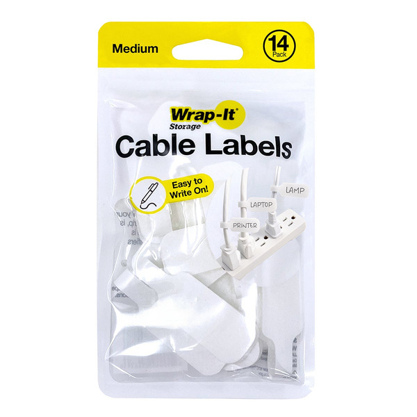 Wrap-It Storage Cable Labels, 1/2 x 3-15/16 x 6-1/2 in - White