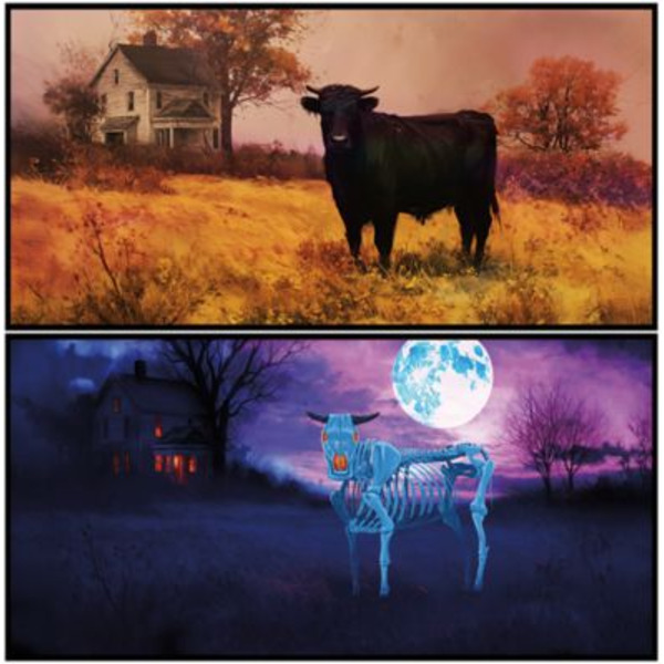 Red Shed 24.52 in. Framed Cow Lenticular Halloween Wall Art