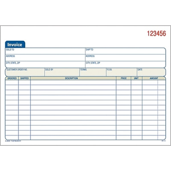 Adams 196162 8" x 6", 2-Part Carbonless Invoice Book