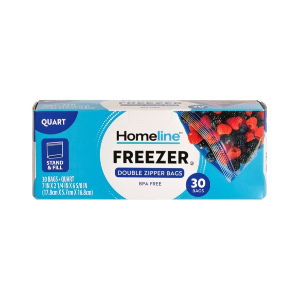 Homeline Freezer Quart Double Zipper Bags Same-Day Delivery
