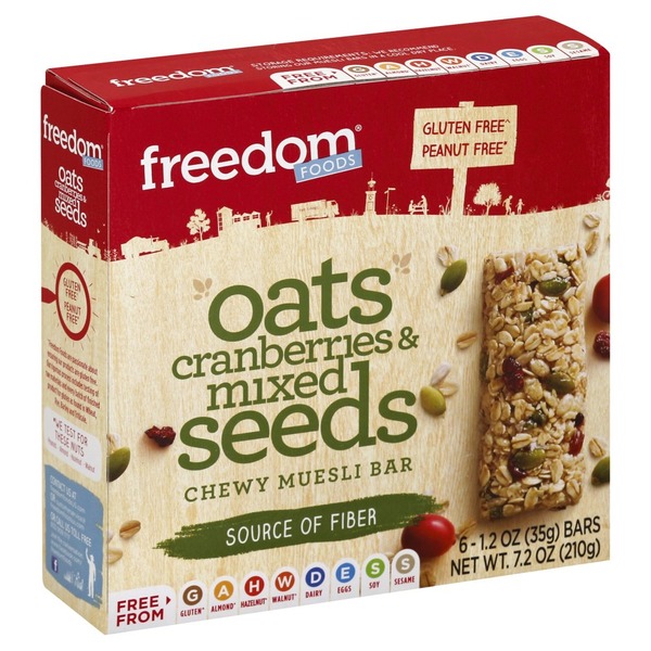 Freedom Foods Muesli Bar, Chewy, Oats Cranberries & Mixed Seeds (6 each) Instacart