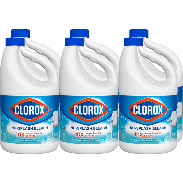 Clorox� No-Splash Bleach, Clean Linen, 77 Fluid Ounces, Pack of 6