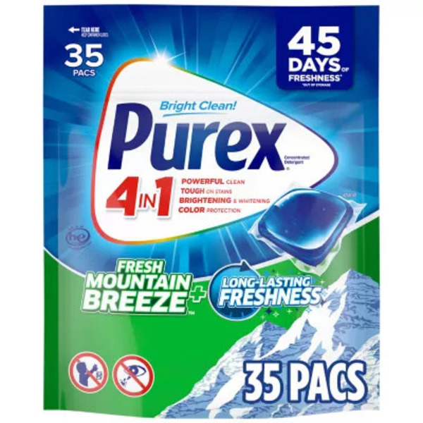 Purex 4-in-1 Laundry Detergent Pacs, Fresh Mountain Breeze Scent