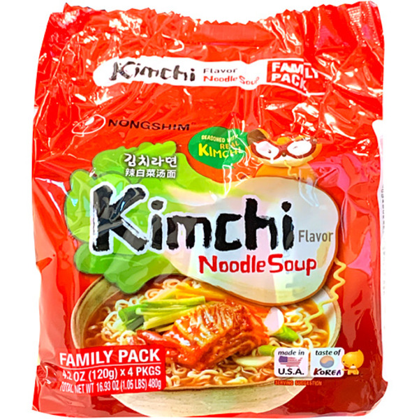Nongshim Soup, Noodle, Seasoned with Real Kimchi, Family Pack