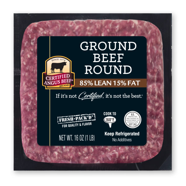 Certified Angus Beef 85% Lean / 15% Fat, Ground Beef Round Same