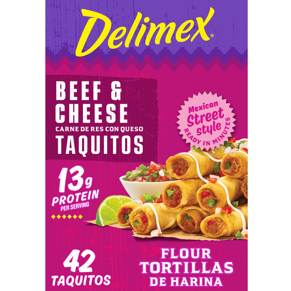 Delimex Beef & Cheese Large Flour Taquitos Frozen Food Snacks Same
