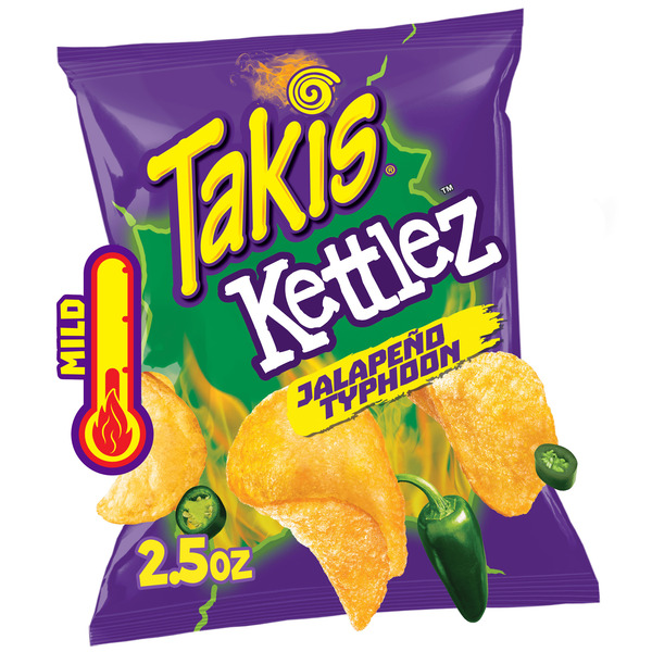 Takis Jalapeno Typhoon Kettlez 2.5 oz Snack Size Bag, Jalapeno Flavored Mild Spicy Kettle-Cooked Potato Chips