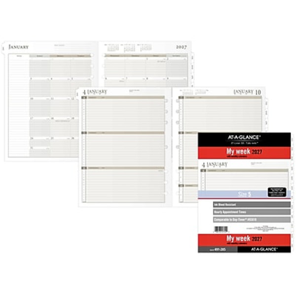 AT-A-GLANCE 2027 Weekly & Monthly Planner Refill, 11 x 8.5 in - White/Brown