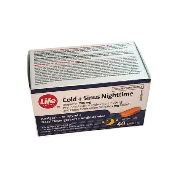 Life Brand Cold & Sinus Nighttime Tablets (40 ct) Instacart