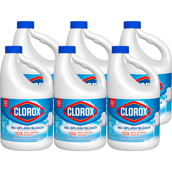 Clorox No Splash Bleach, 77 Fluid Ounces, Pack of 6