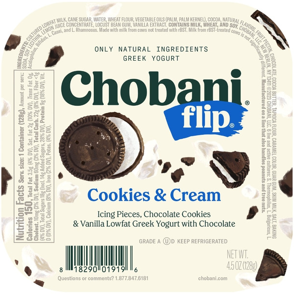 Chobani Yogurt, Greek, Cookies & Cream Same-Day Delivery | Family