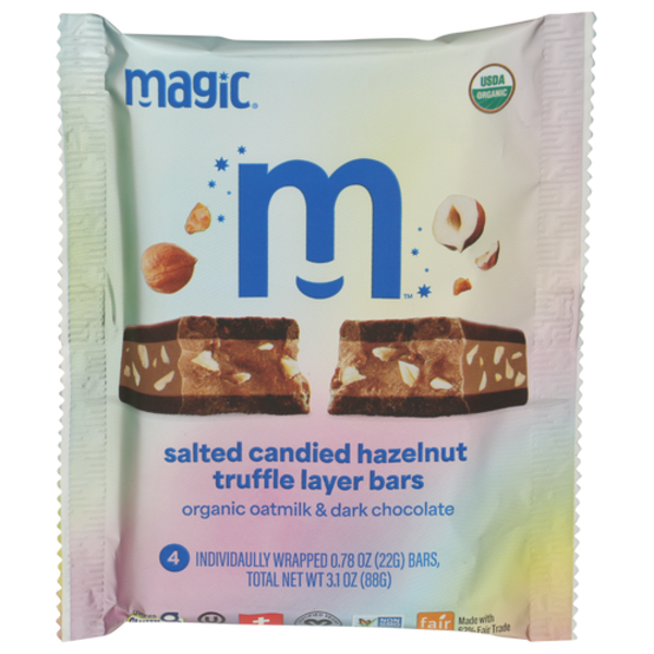 Magic Chocolate Organic Salted Candied Hazelnut Truffle Layer Bars 4 Pack
