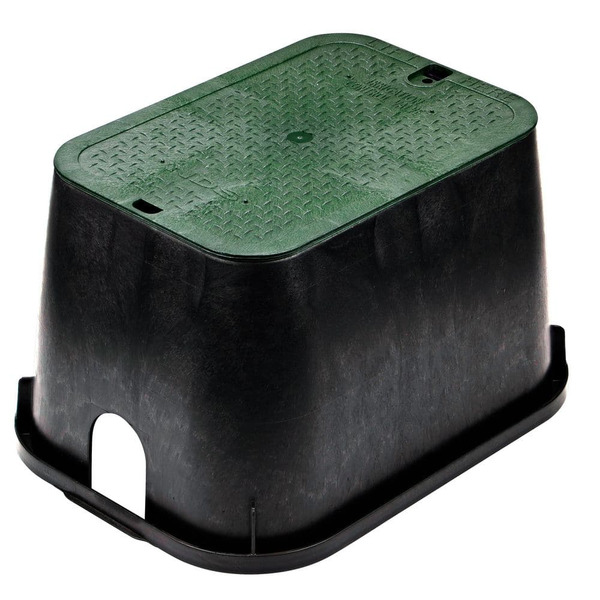 NDS 14 In. X 19 In. Rectangular Valve Box And Cover, Black Box, Green Icv Cover