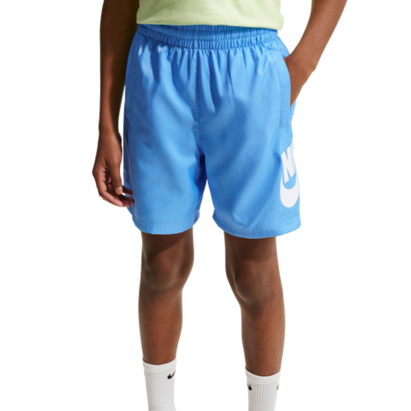 Nike Kids' NSW Club HBR Woven 6 Inch Shorts, L - White/Blue